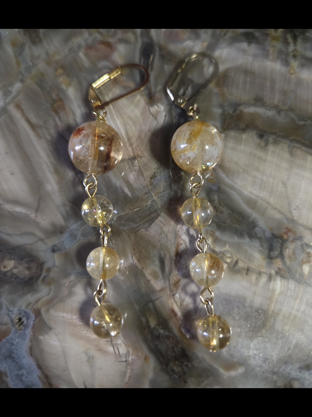 Artisan Citrine Bead Drop Earrings